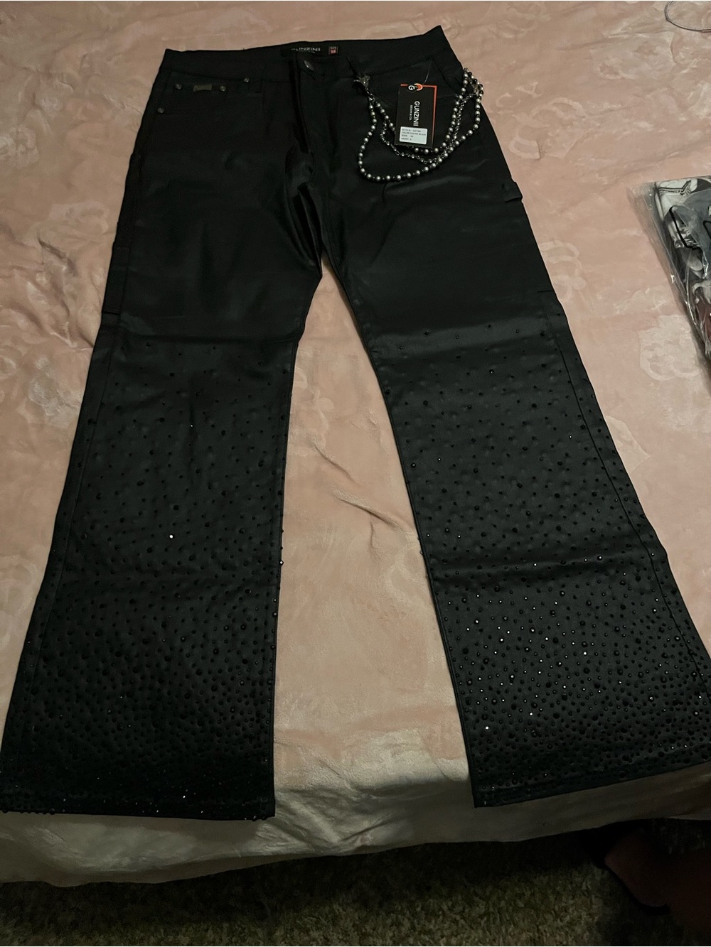 Black Embellished Boot-Cut Pants
